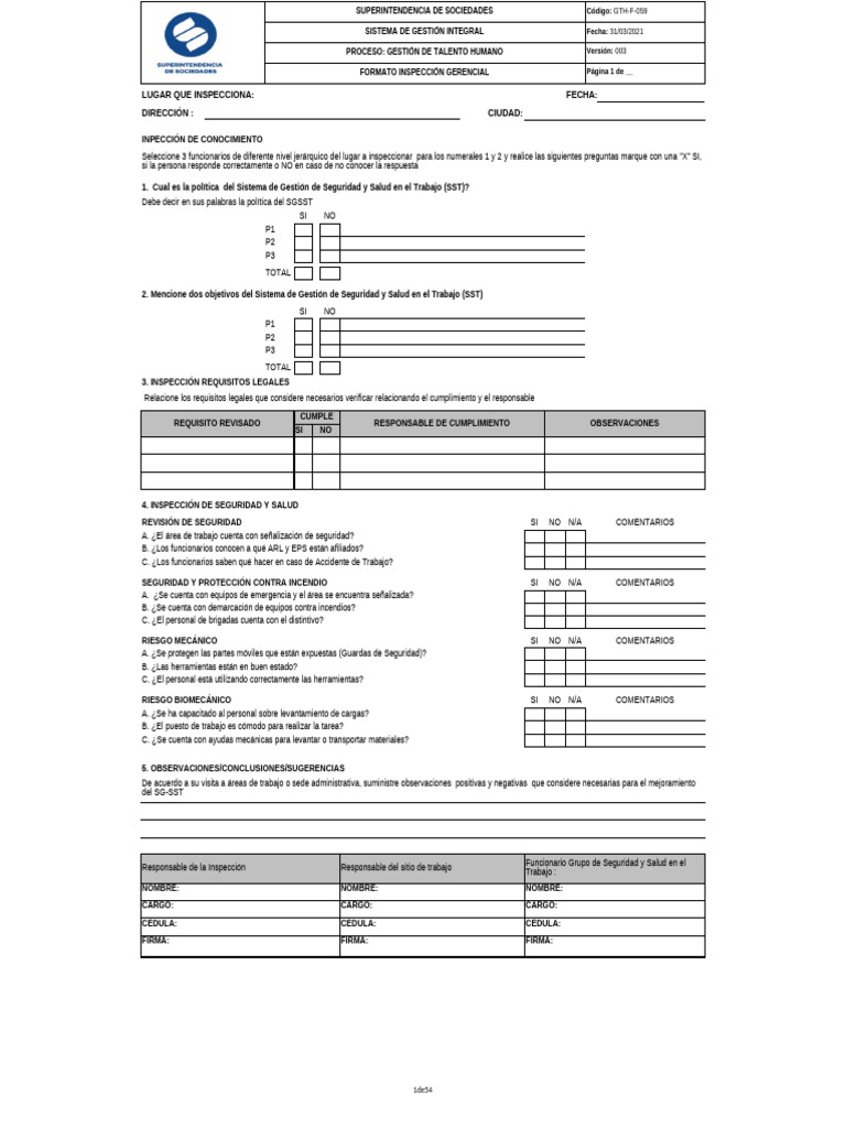 GTH F 059 - SeguridadSaludTrabajo | PDF