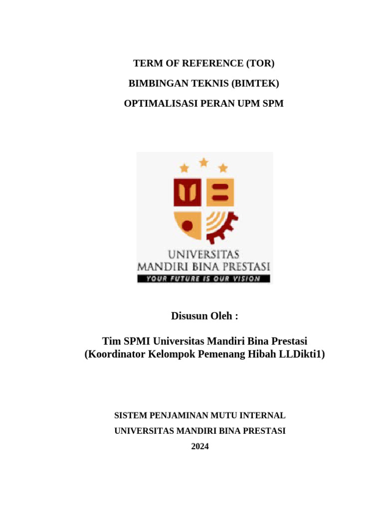 Term of Reference Bimtek Optimalisasi Peran Upm SPM | PDF