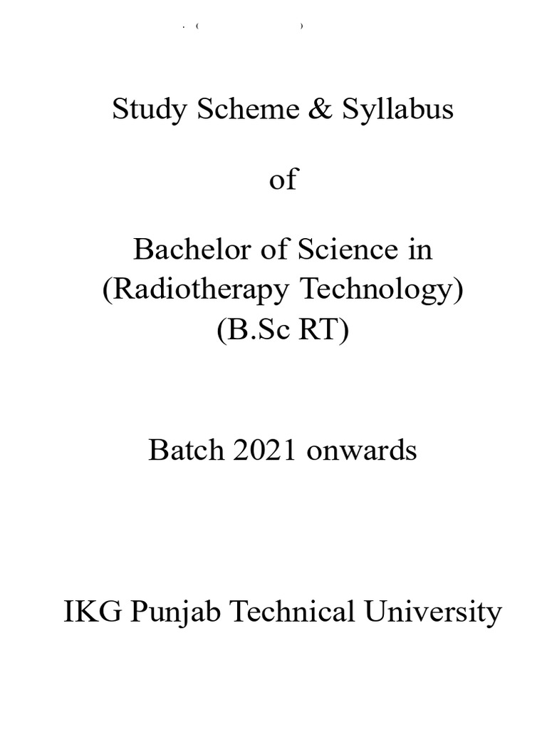 BSC Radiotherapy Technology Batch 2021 Final Sem I VI | PDF
