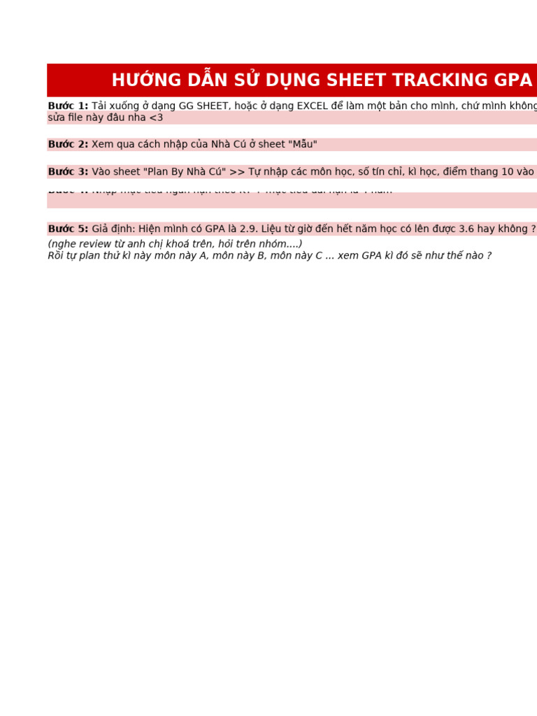 (Giveaway Tài Liệu) Gpa Tracking Sheet - ?Bec Gửi Em? | PDF
