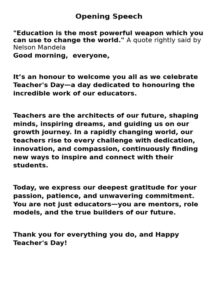 Speech of Class Assembly | PDF