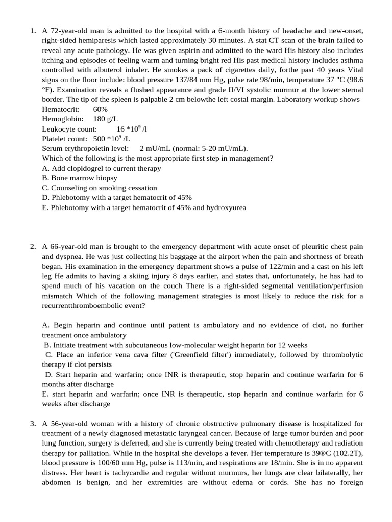 Hematology Questions Pdf