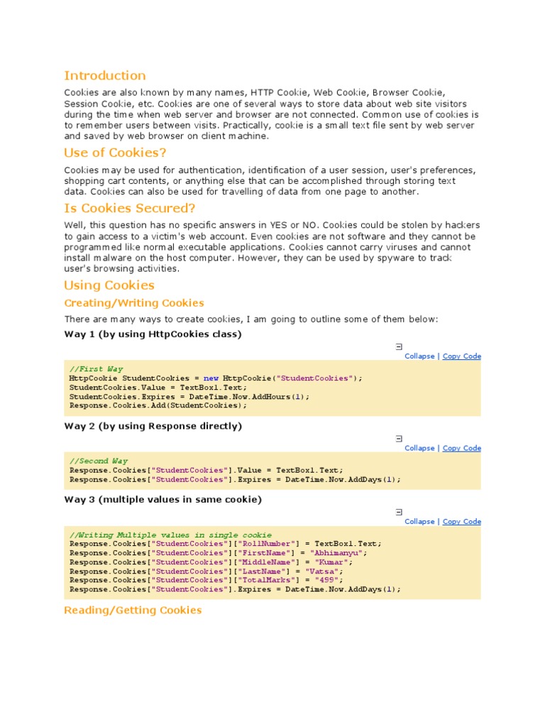 Understanding Cookies in ASP.NET | PDF | Http Cookie | World Wide Web