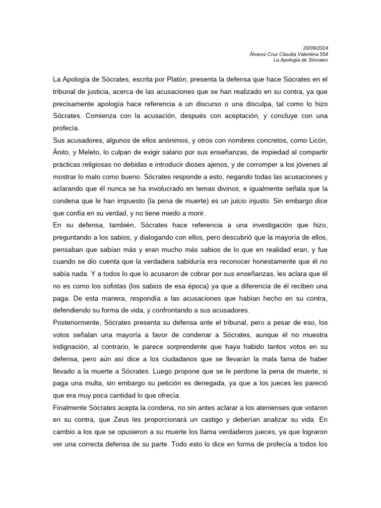 La Apología de Sócrates 554 | PDF