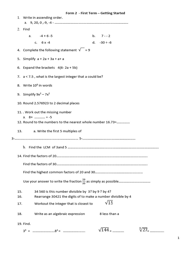 Form 1 Revision | PDF