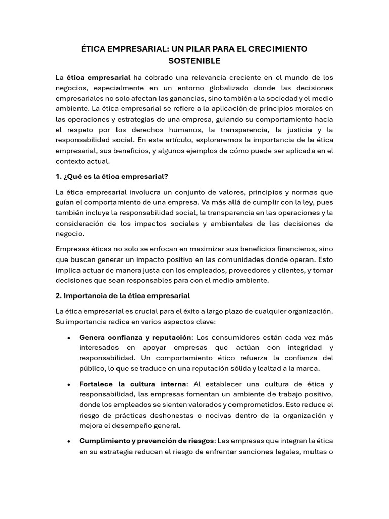 Ética Empresarial | PDF | Business | Crecimiento personal y profesional