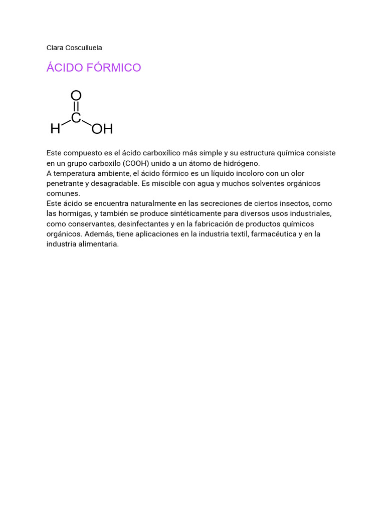 Ácido Fórmico | PDF
