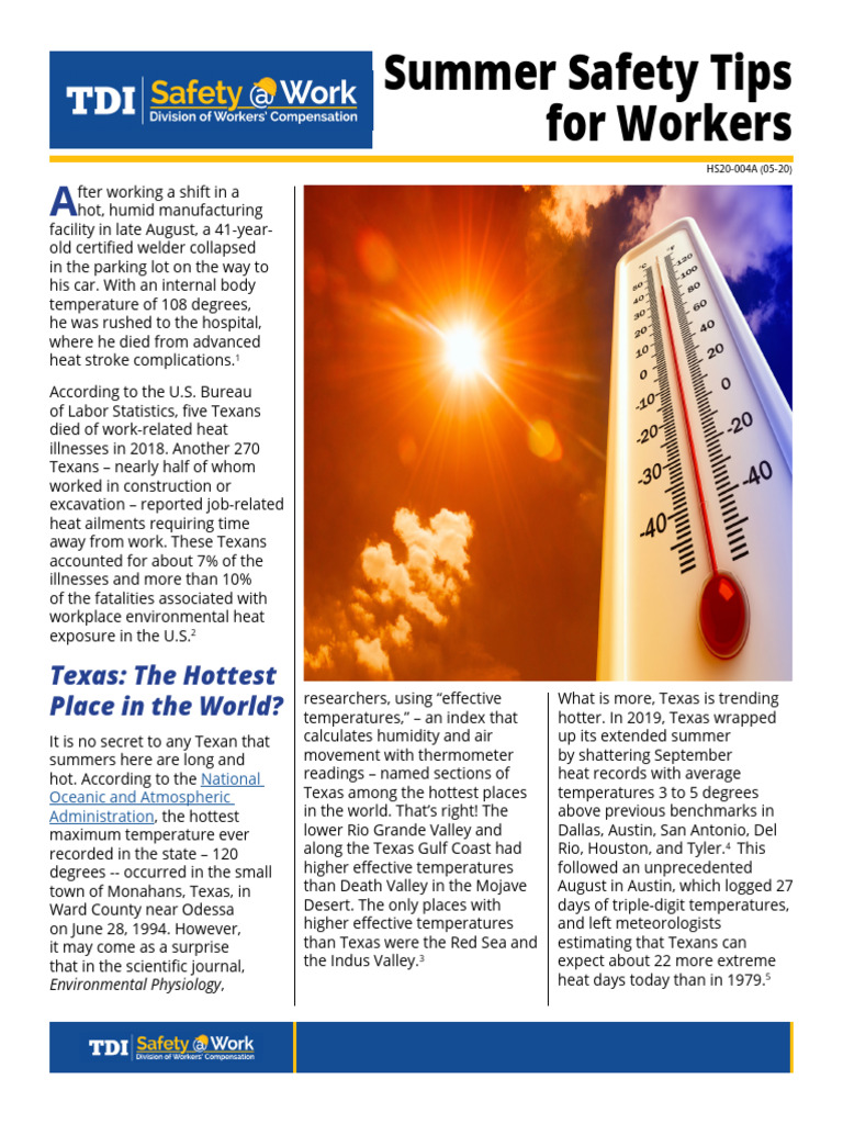 Heat Safety for Texas Workers | PDF | Occupational Safety And Health ...