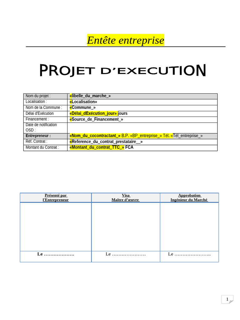 Projet D'exécution - Aout 2017 | PDF