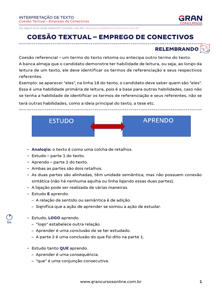Coesão Textual - Emprego de Conectivos | PDF