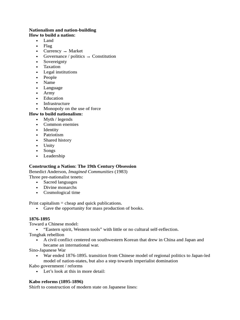 Modern Korean History Class Notes 2 | PDF