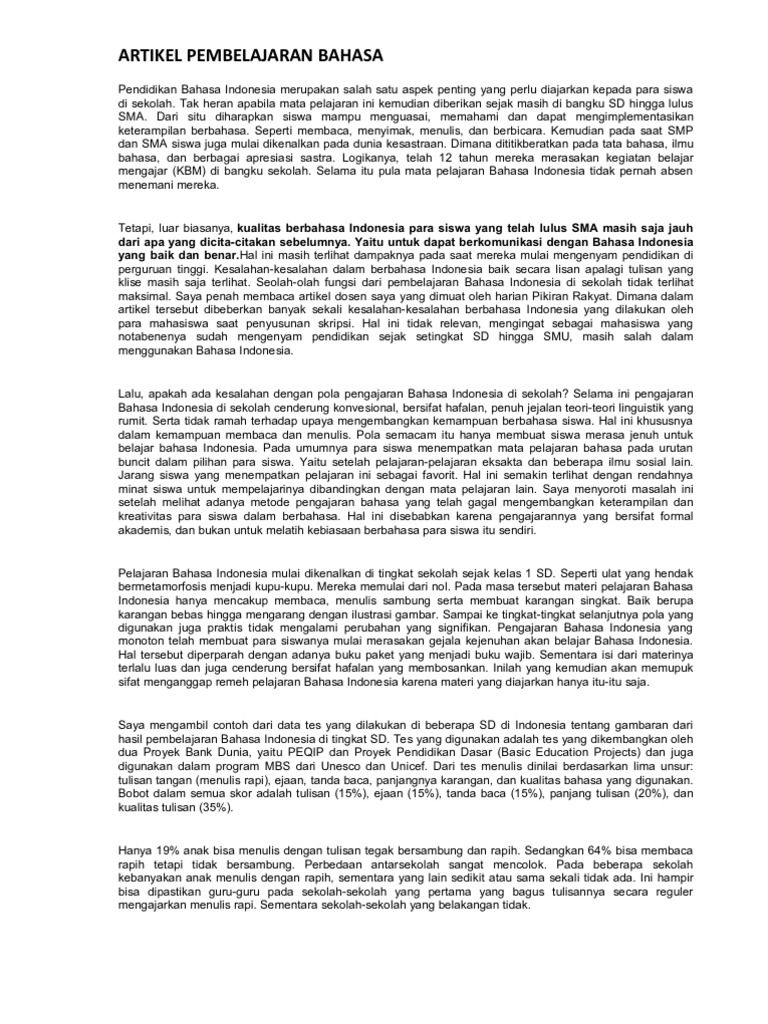 Artikel Pembelajaran Bahasa