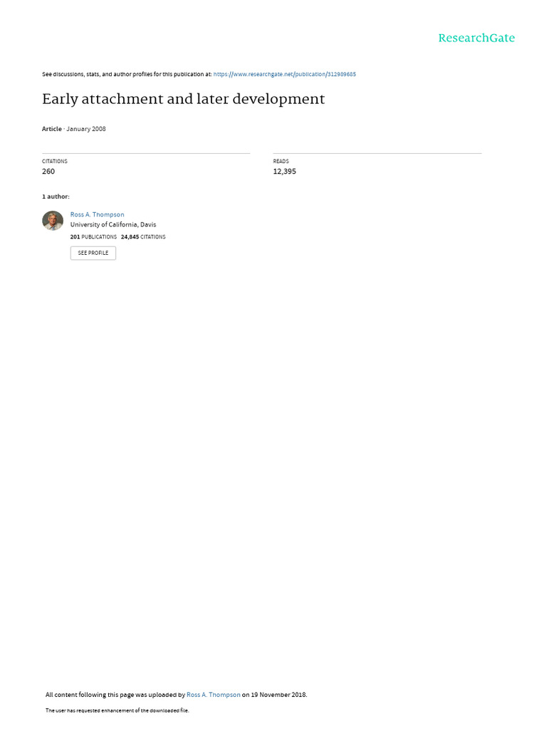 Early Attachment and Later Development | PDF | Attachment Theory ...