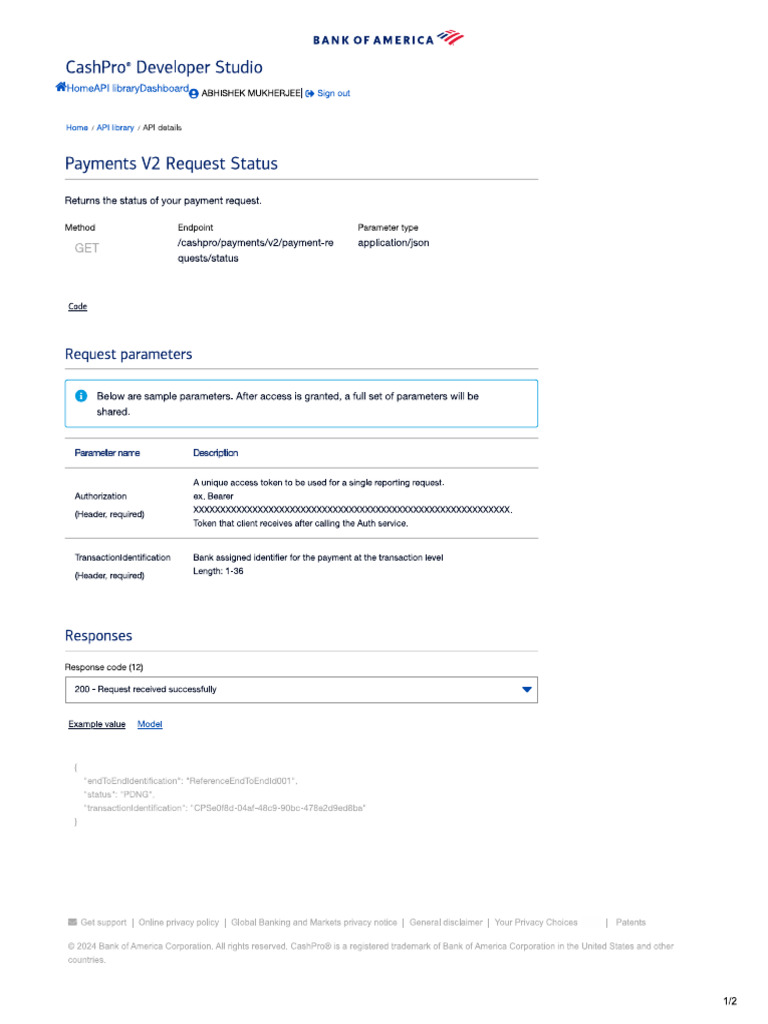 Boa - Api Payment Request Status | PDF