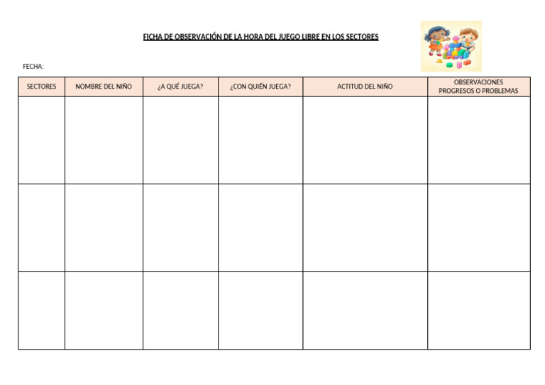 Ficha de Observación de La Hora Del Juego Libre en Los Sectores | PDF