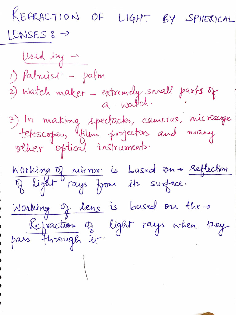 Final Hand Written Notes On Refraction ? | PDF