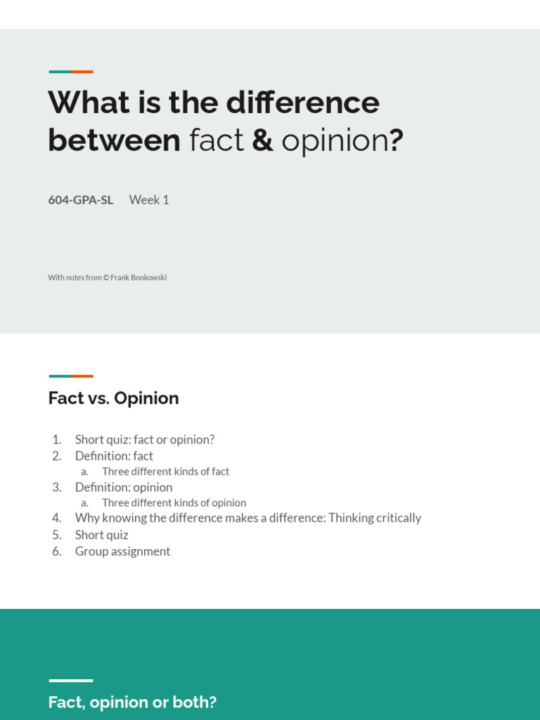 Fact Vs Opinion Lesson Notes | PDF