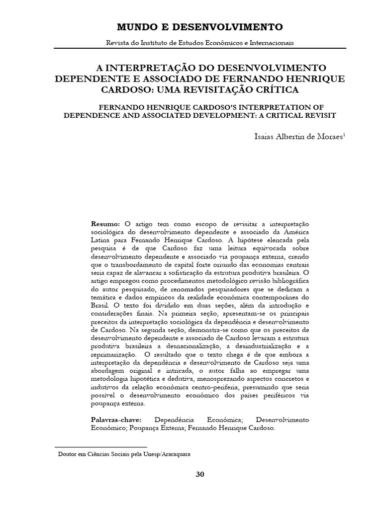 A Interpretação Do Desenvolvimento Dependente e Associado de FHC | PDF