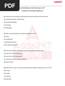Calcutta High Court LDA Exam Paper 2019