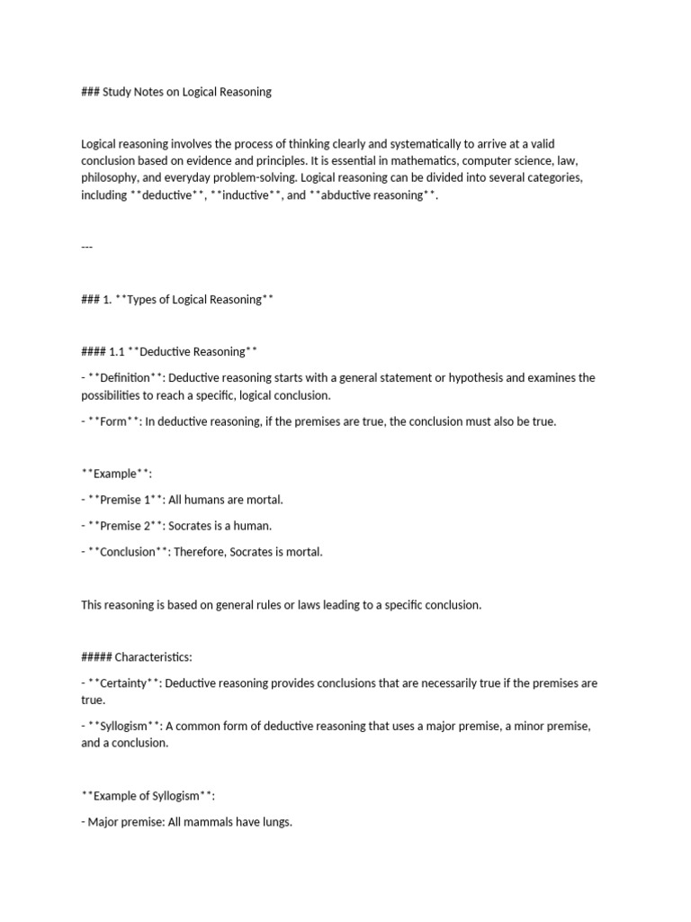 Study notes on logical reasoning pdf