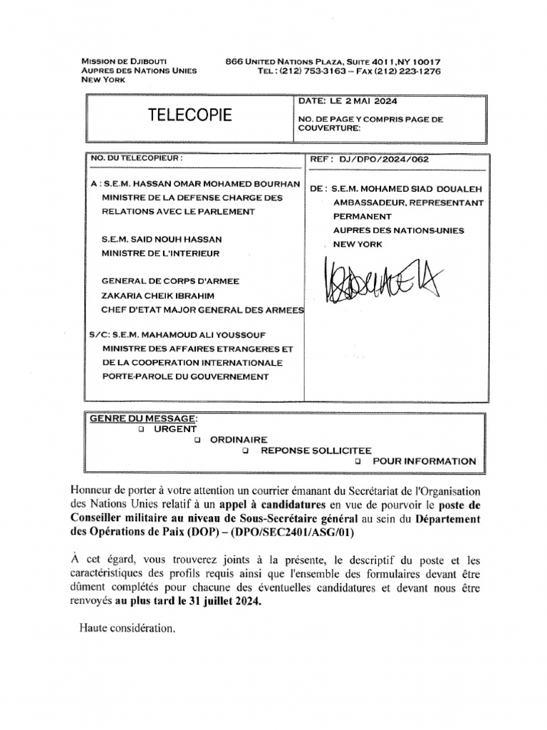 Recrutment - Conseiller Militaire Au Niveau de Sous-Secrét | PDF