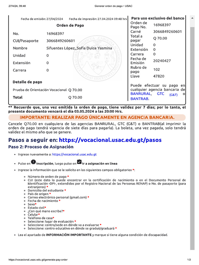 Orden de Pago | PDF