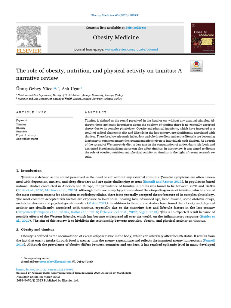 The Role of Obesity Nutrition and Physical Activity On Ti - 2023 ...