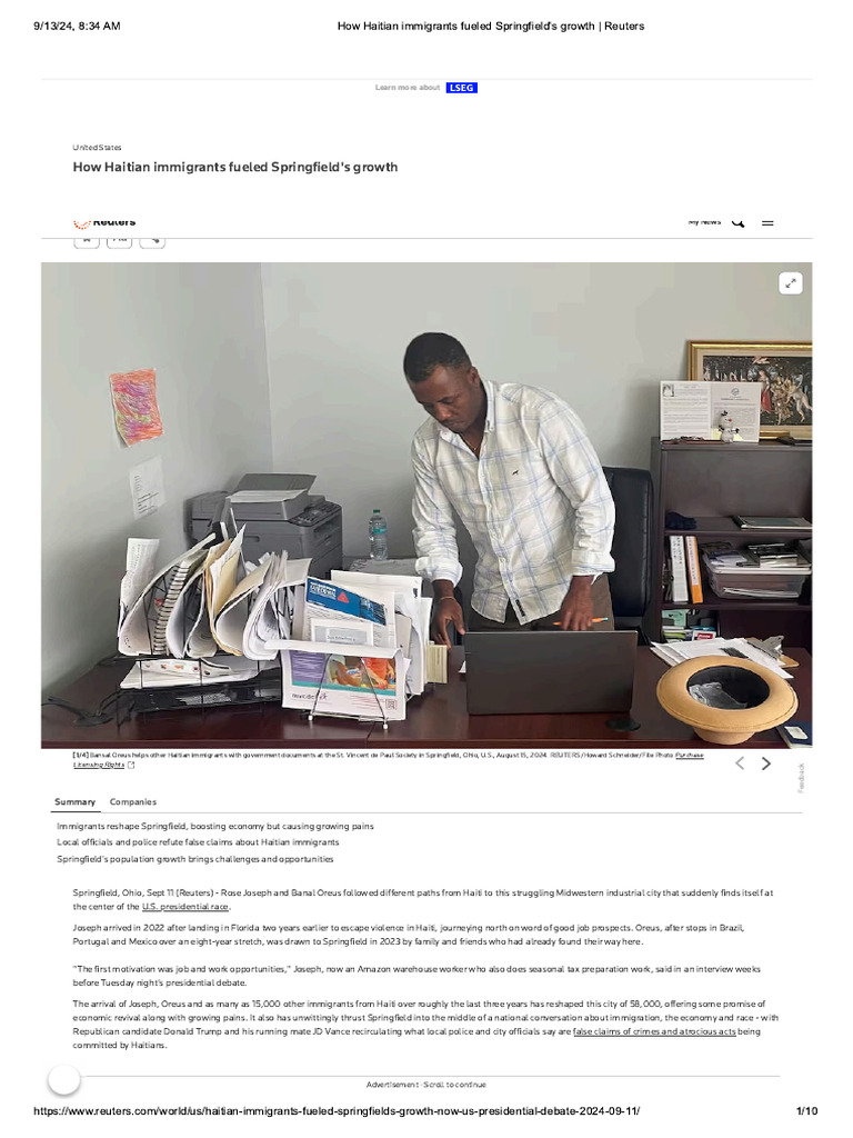 How Haitian Immigrants Fueled Springfield - S Growth - Reuters | PDF