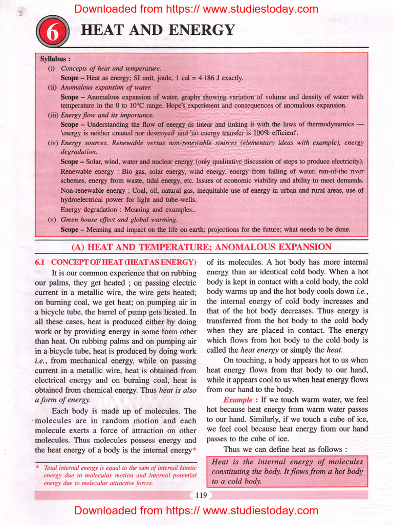 ICSE Class 9 Physics Chapter 06 Heat and Energy | PDF