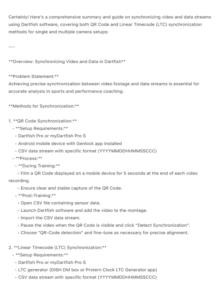 Dartfish | PDF | Synchronization | Video
