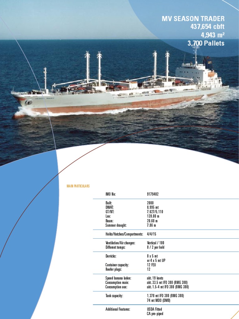 MV Season Trader Vessel Specifications | PDF