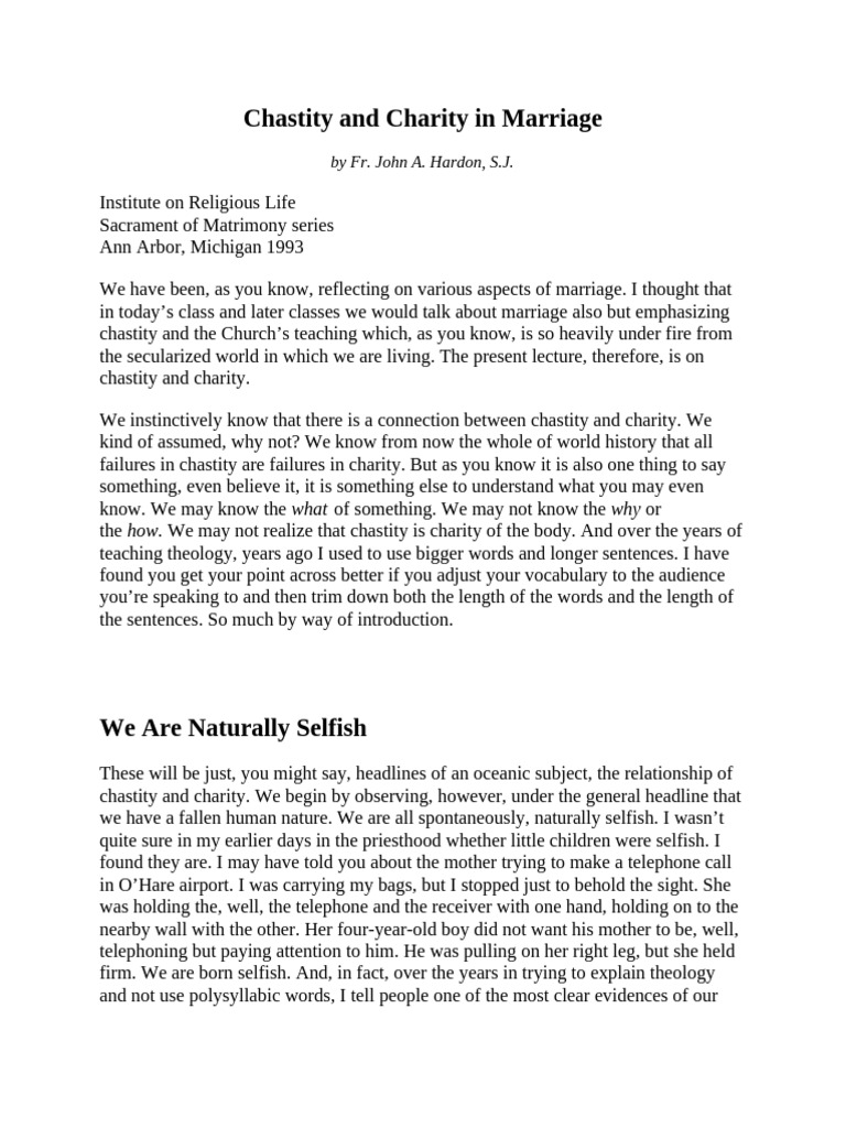 Chastity and Charity in Marriage | PDF