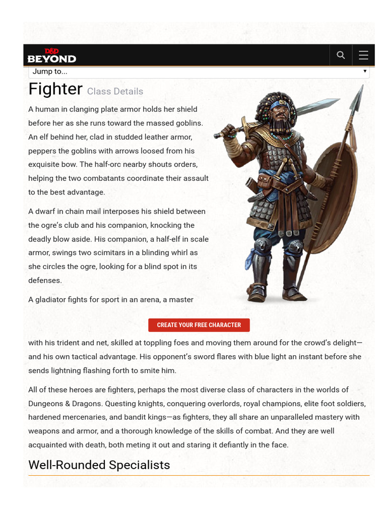 WWW Dndbeyond Com Classes Fighter | PDF