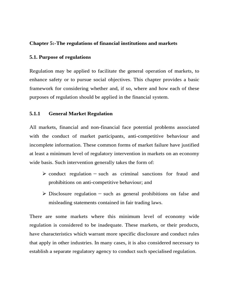 Financial System Regulation Overview | PDF | Market (Economics ...