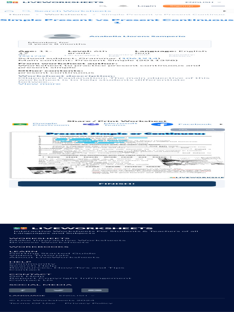 PRESENT SIMPLE VS PRESENT CONTINUOUS WORKSHEET FOR KIDS PDF visual data 6