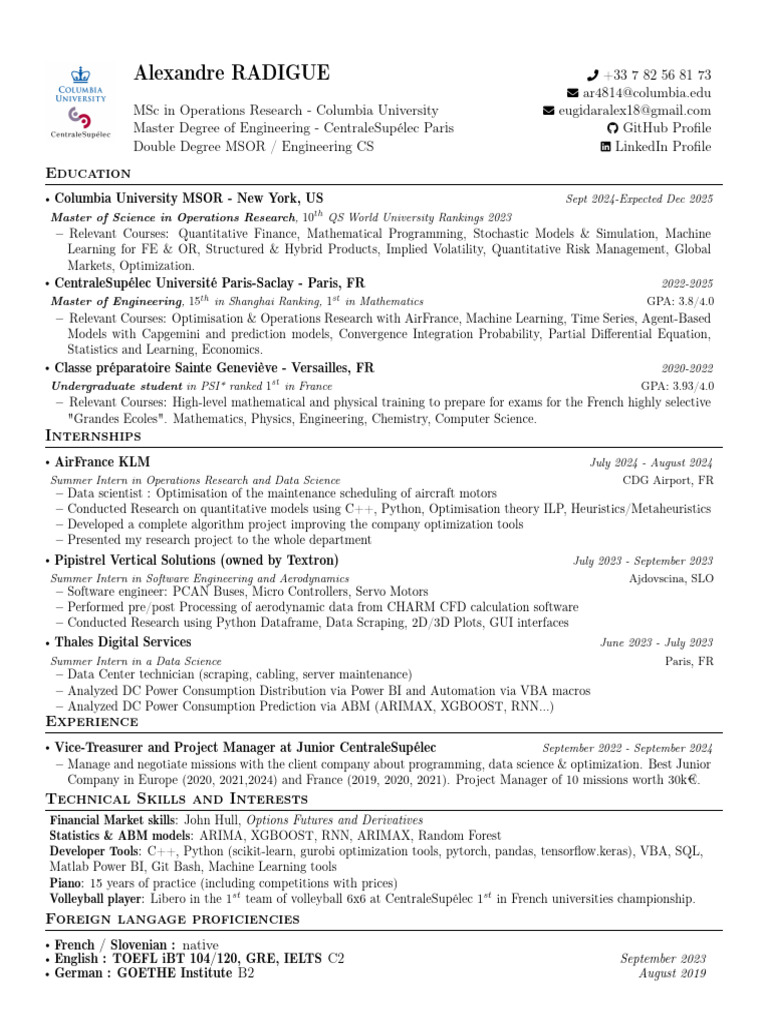 Resume alexandre radigue us format pdf