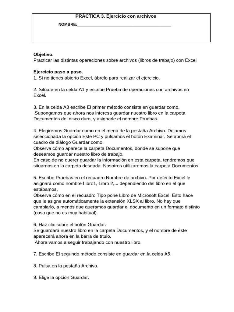PRACTICA 3. Ejercicio Con Archivos | PDF