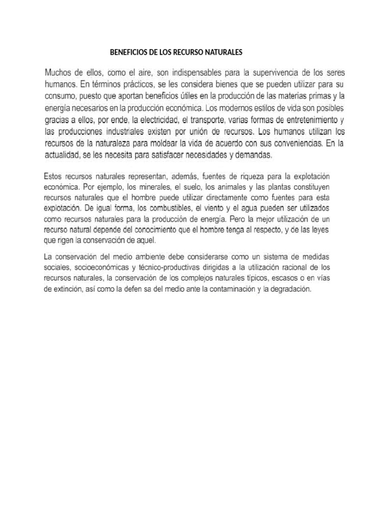 Beneficios de Los Recurso Naturales | PDF