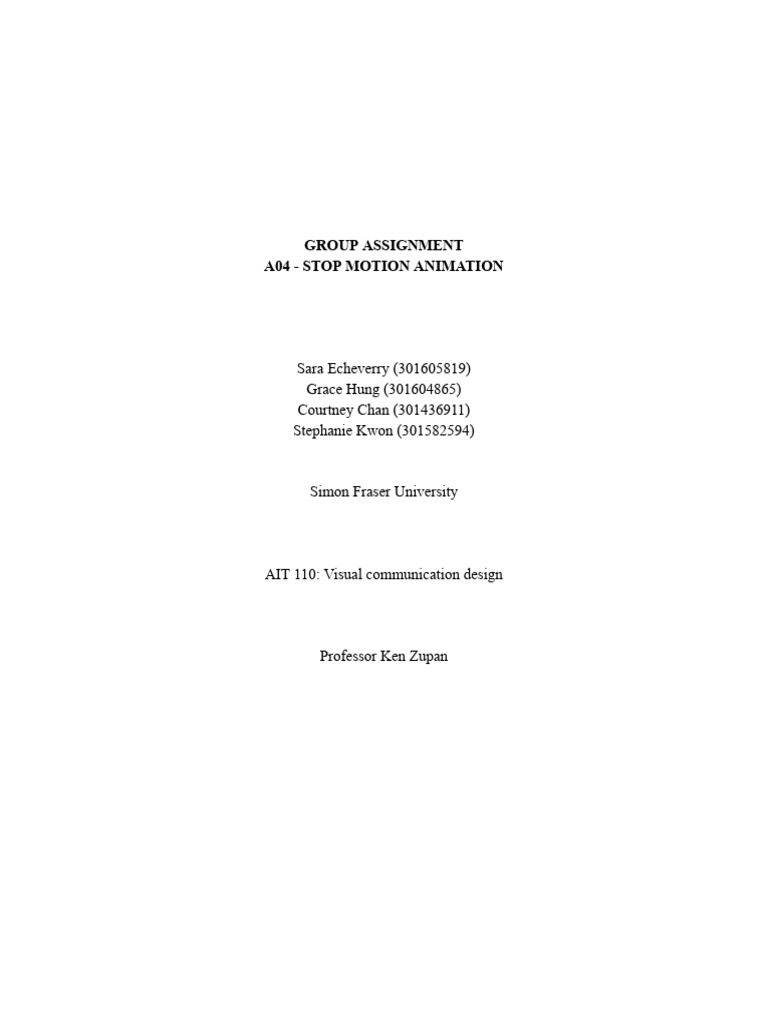 Group Assignment A04 - Stop Motion Animation | PDF