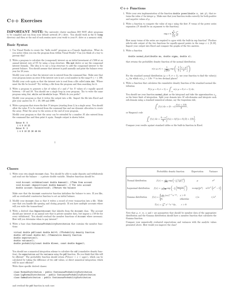 C++ Programming Exercises and Projects | PDF