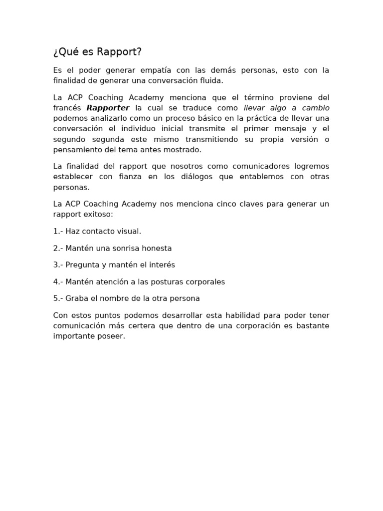 Qué es Rapport | PDF