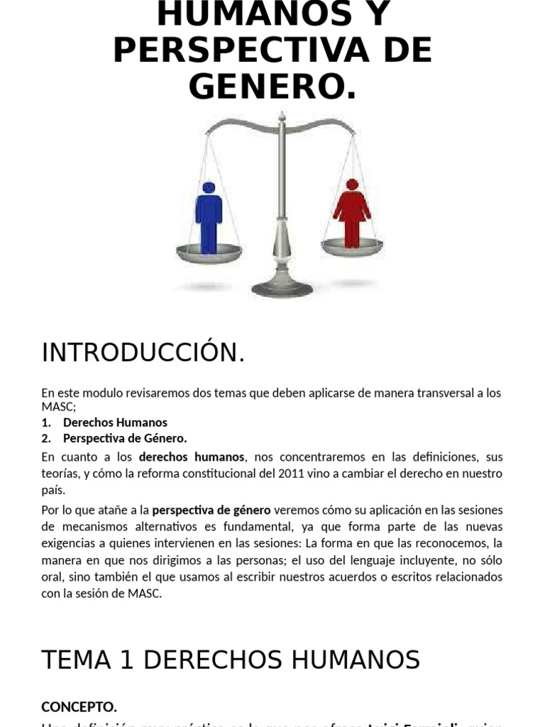 Presentacion Tema 5 Derechos Humanos y Perspectiva de Genero | PDF