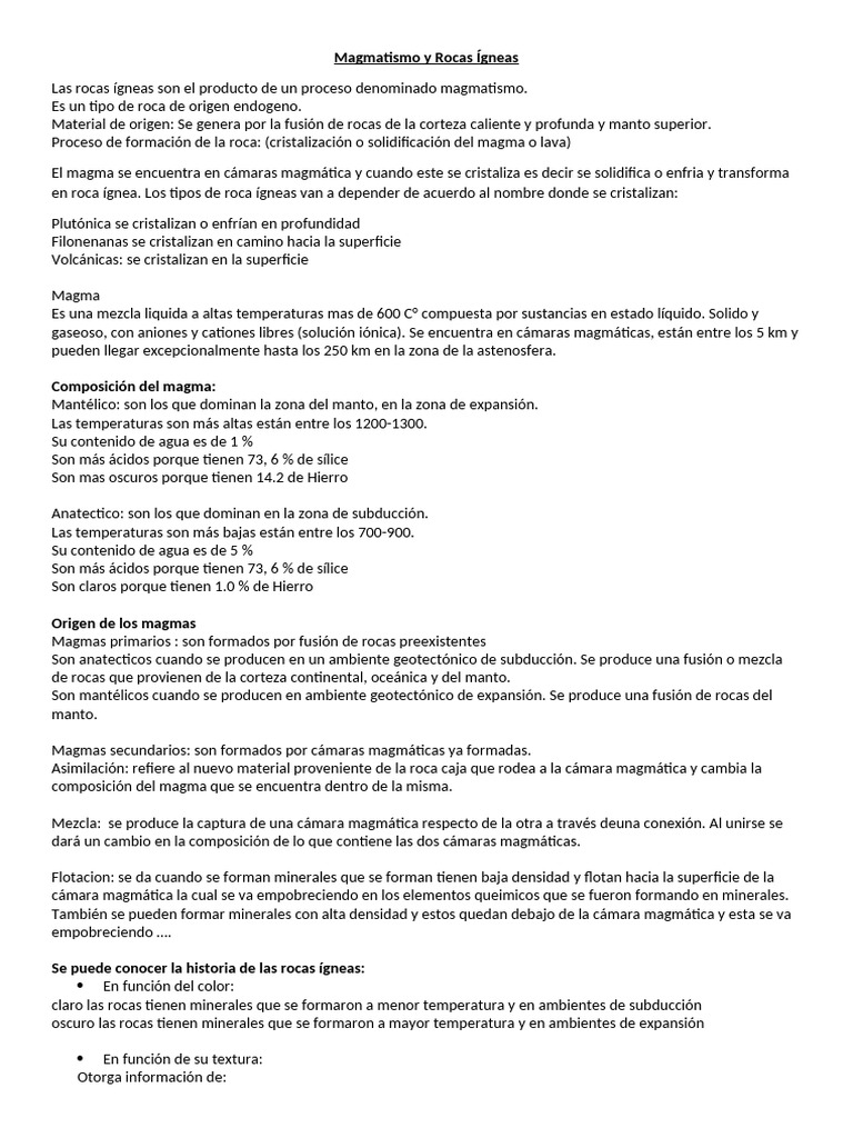 Magmatismo y Rocas Ígneas | PDF