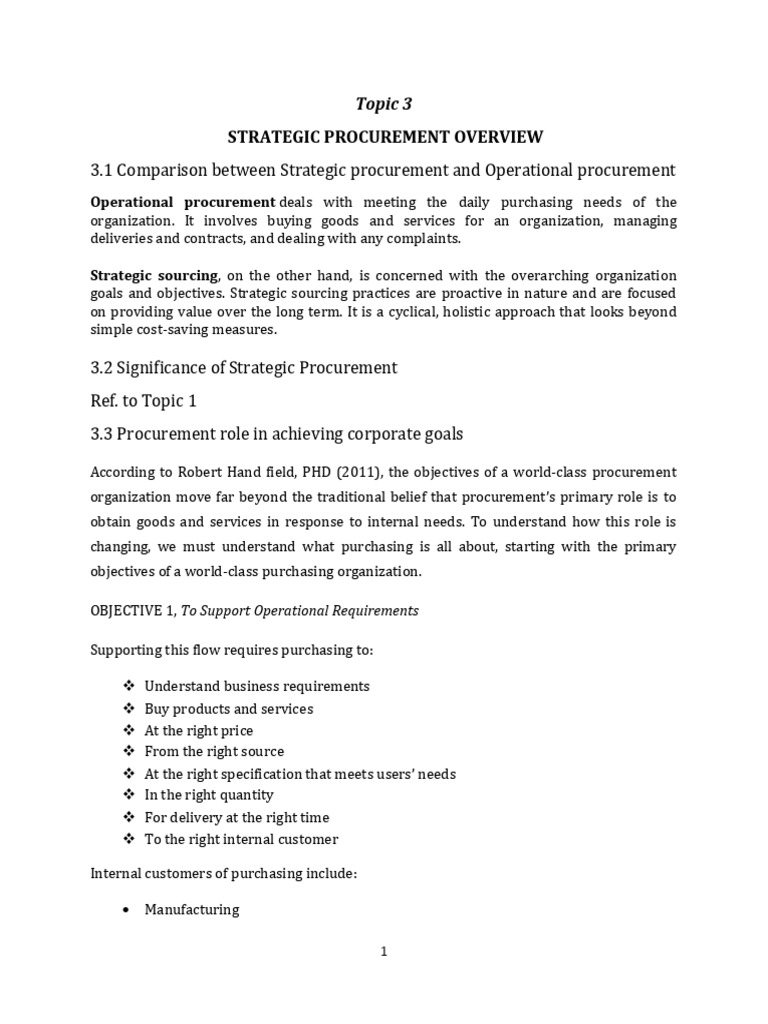3.0 Strategic Procurement Overview | PDF
