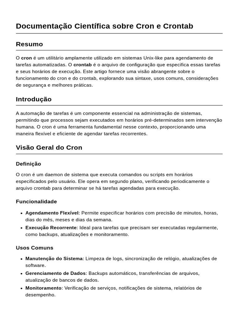 Guia Completo sobre Cron e Crontab | PDF | Linguagem de script ...
