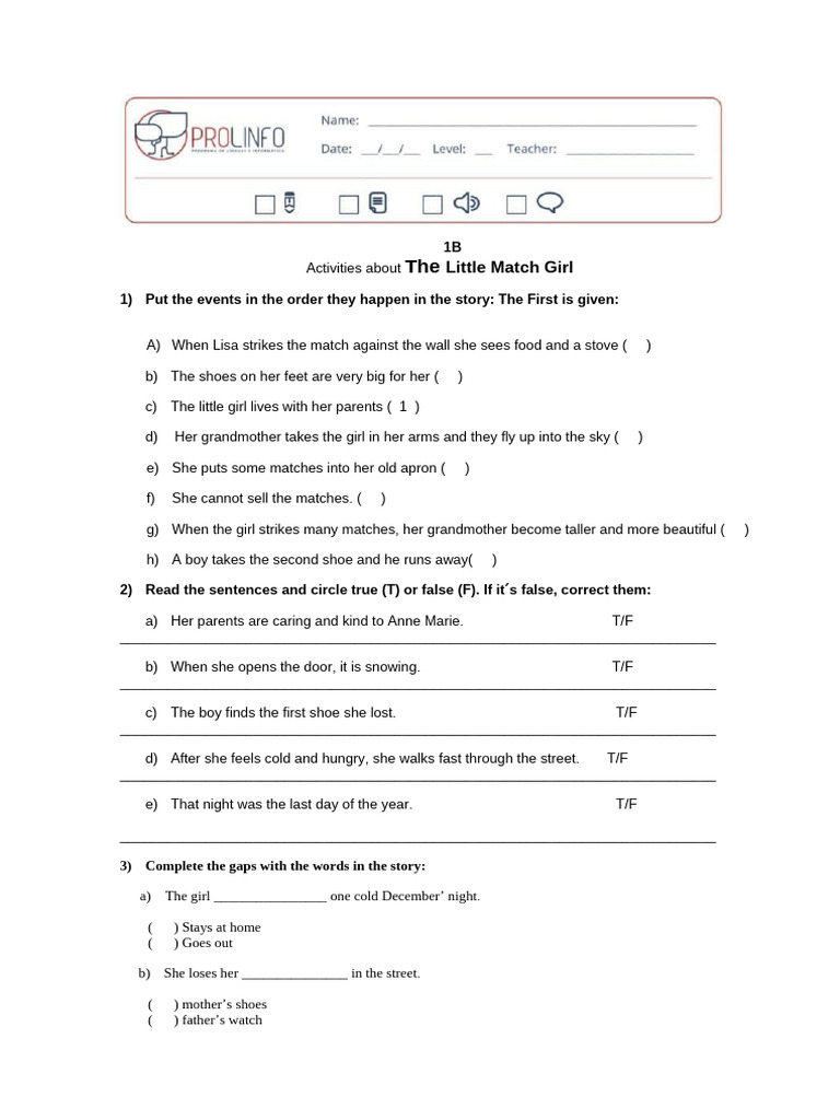 Clara Rodrigues - THE LITTLE MATCH GIRL - ACTIVITY | PDF