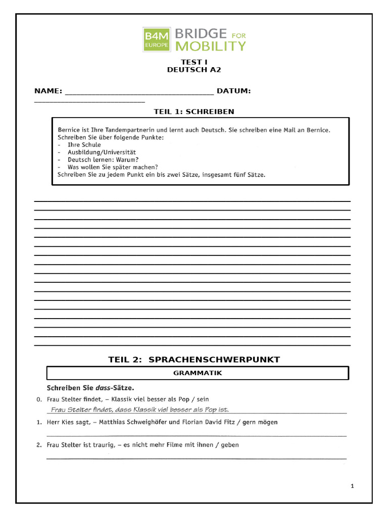 Test 1 - A2 | PDF