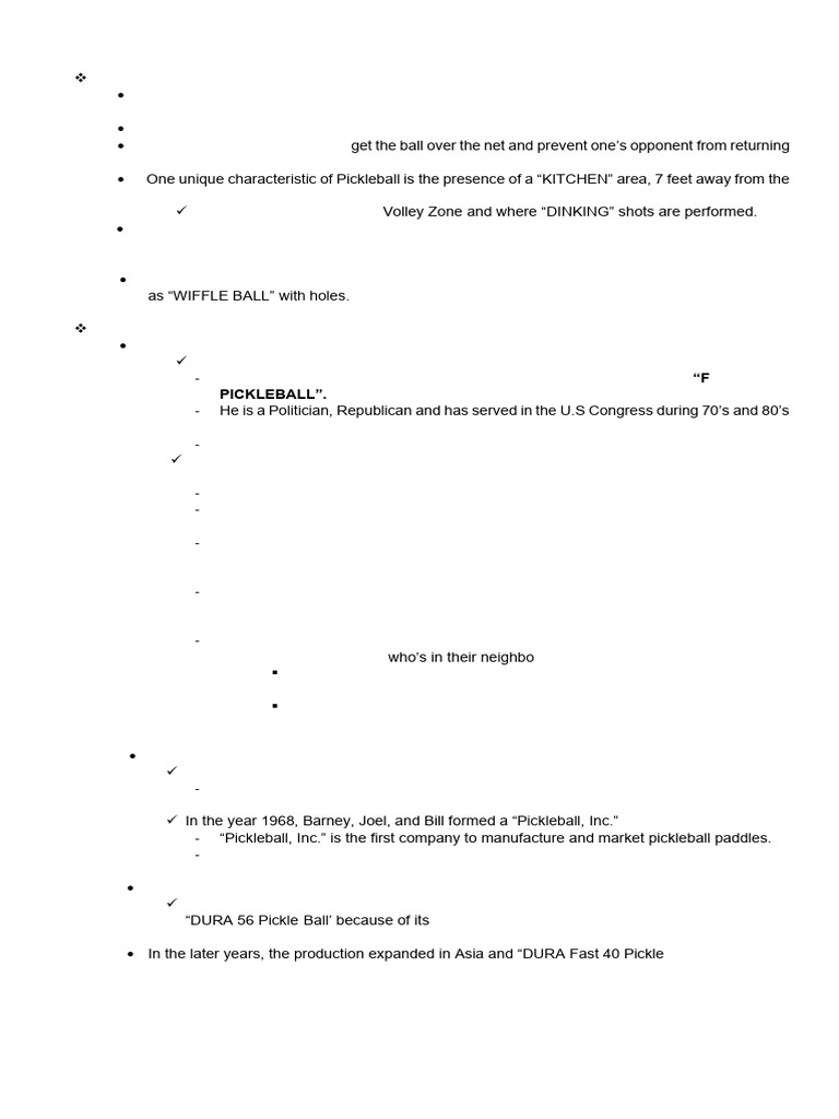 History of Pickleball | PDF | Athletic Sports | Sports & Recreation