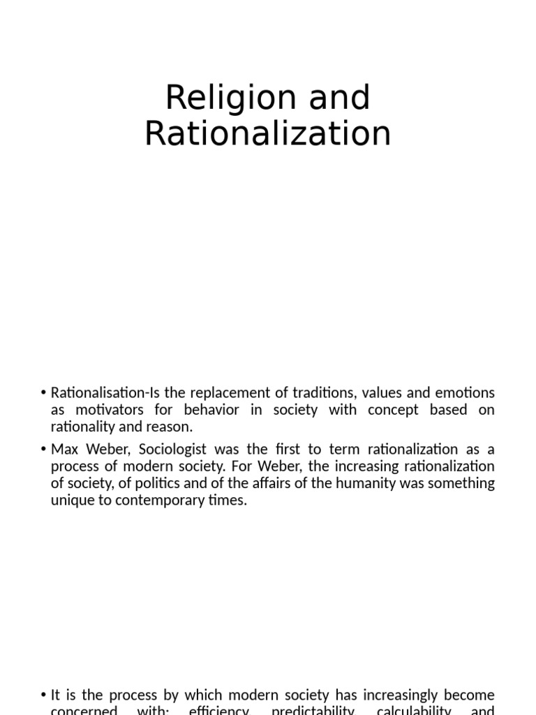 Religion and rationalisation pdf