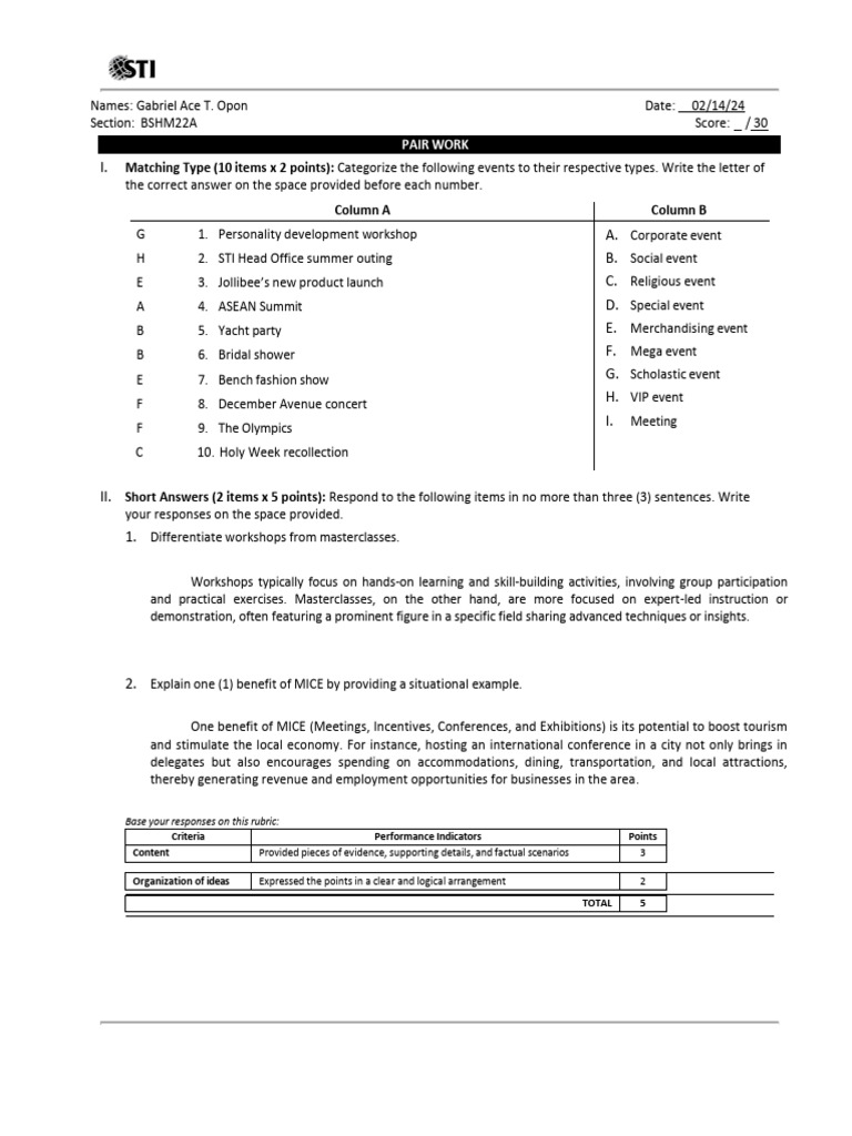 01 - Activity - 17 MICE Gabriel Opon | PDF